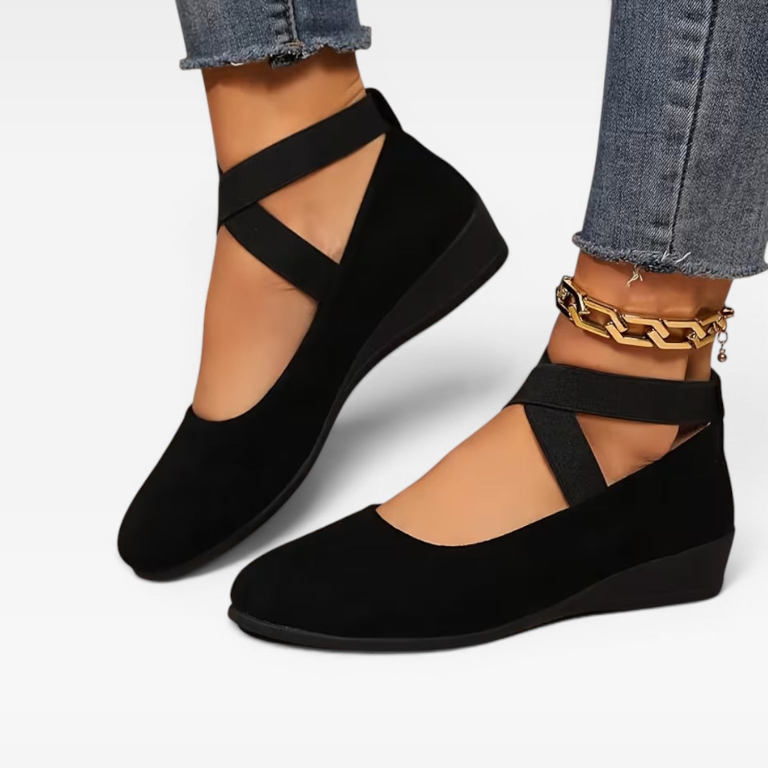 Cross Strap Ballet Flats, Soft Minimalist Slip-Ons