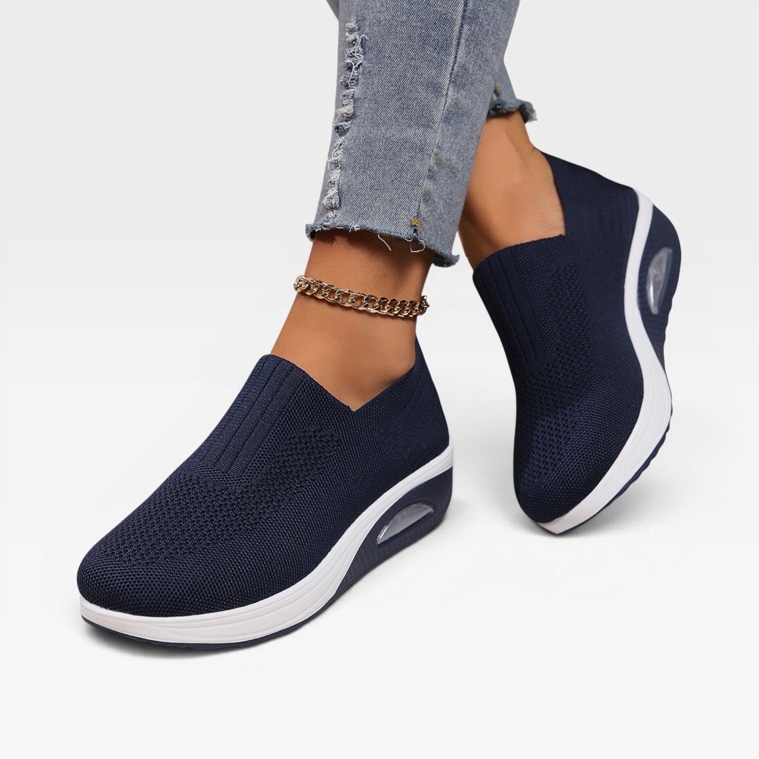 Knit Slip On Trainers, Breathable Lightweight Walkers
