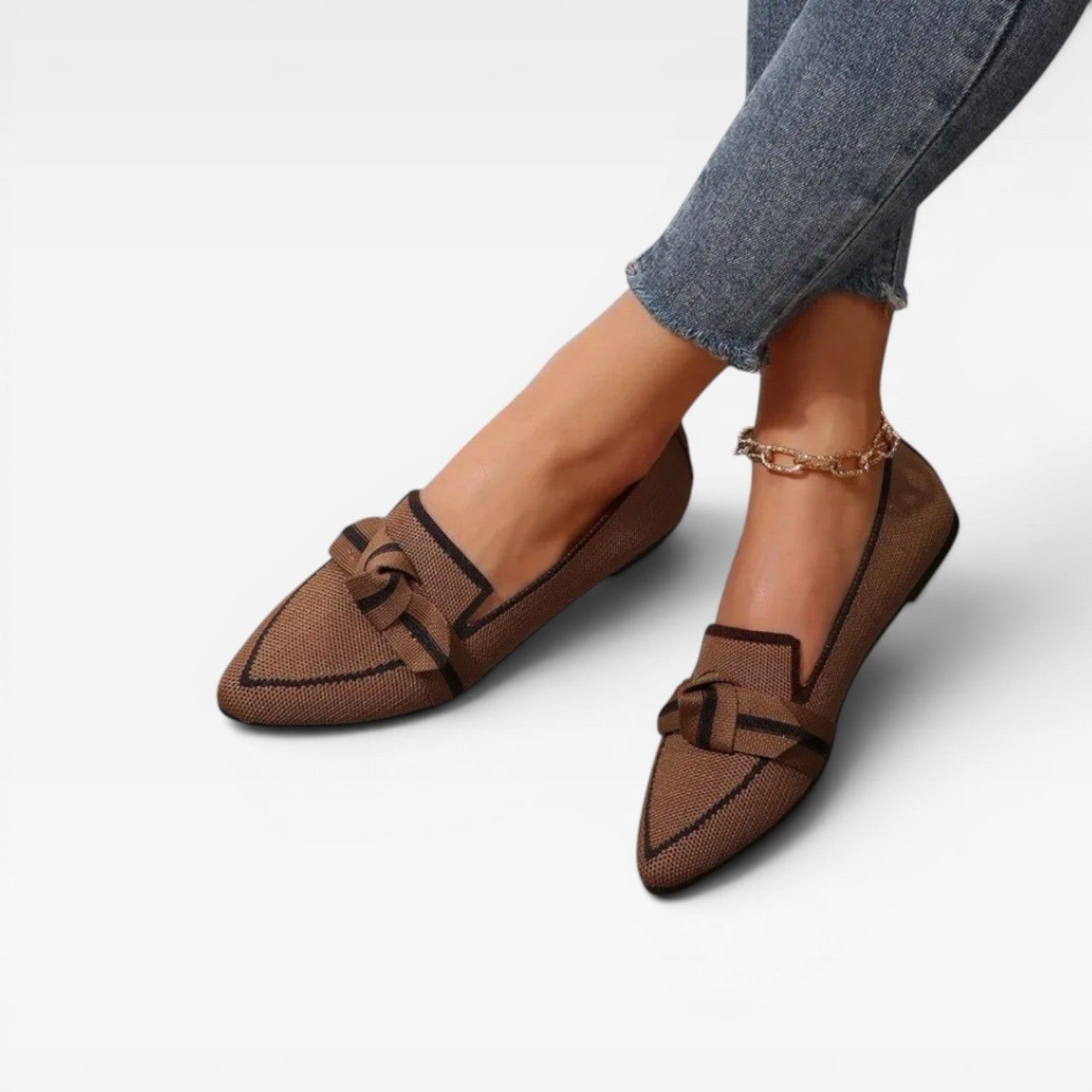 Pointed Toe Knit Loafers, Breathable Slip-On Flats
