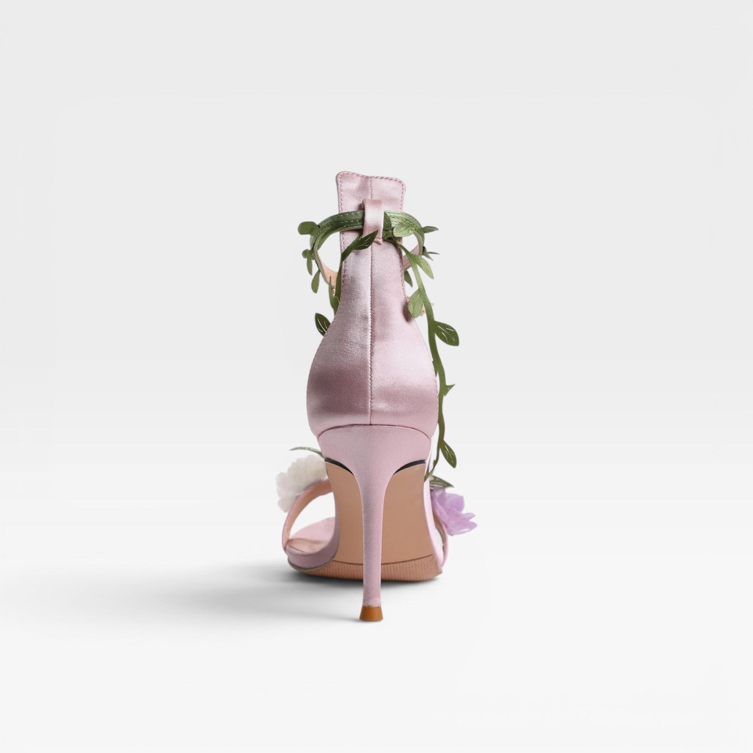 Crystal Flower Stiletto Sandals, Sheepskin Ankle Wrap
