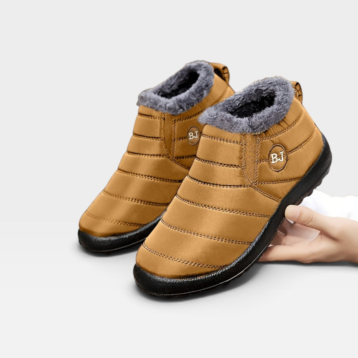 Quilted Fur Lined Snow Boots, Water Resistant Sole