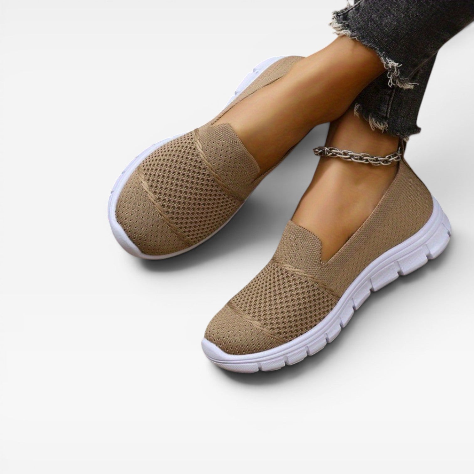 Knit Mesh Slip On Sneakers, Breathable Comfort Shoes