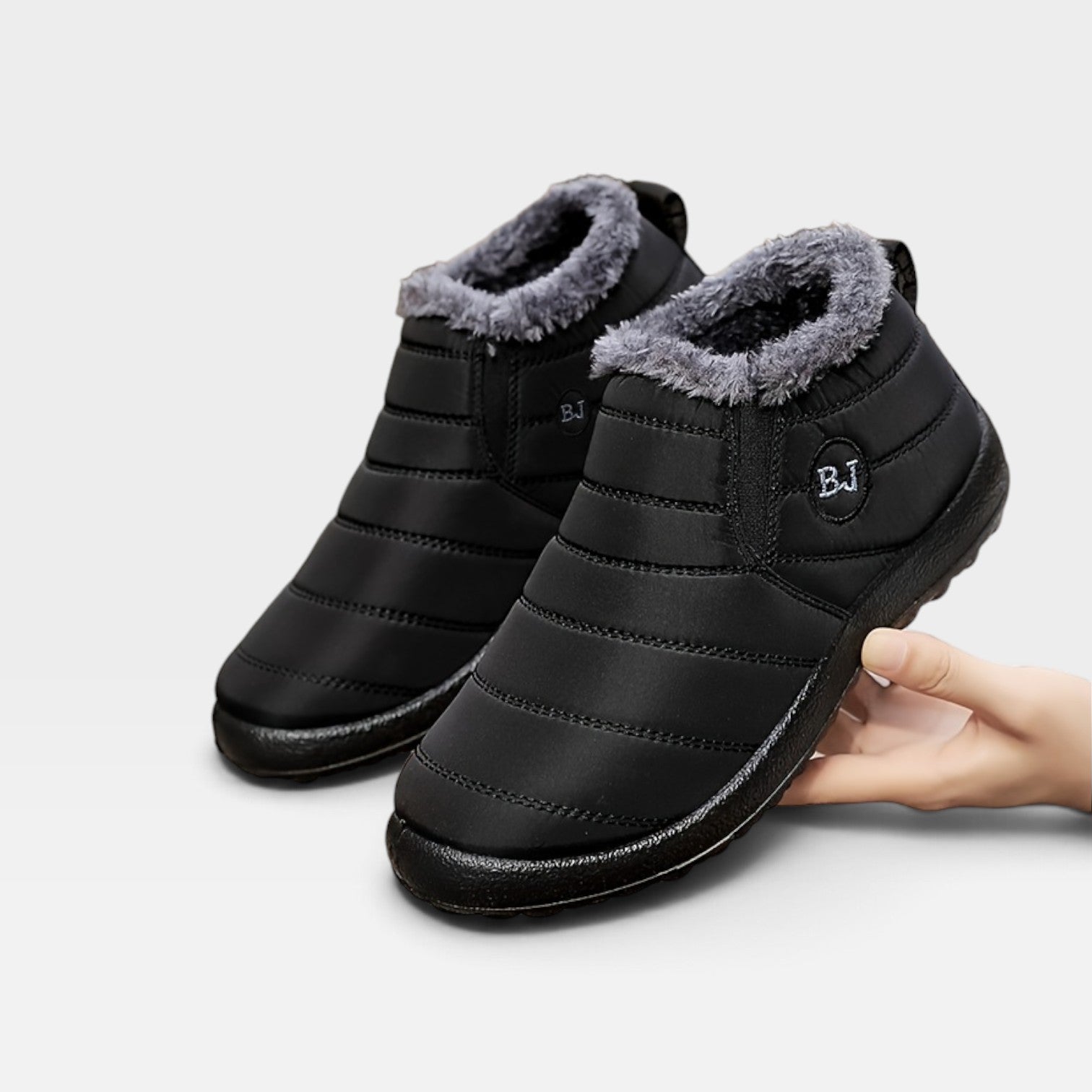 Quilted Fur Lined Snow Boots, Water Resistant Sole