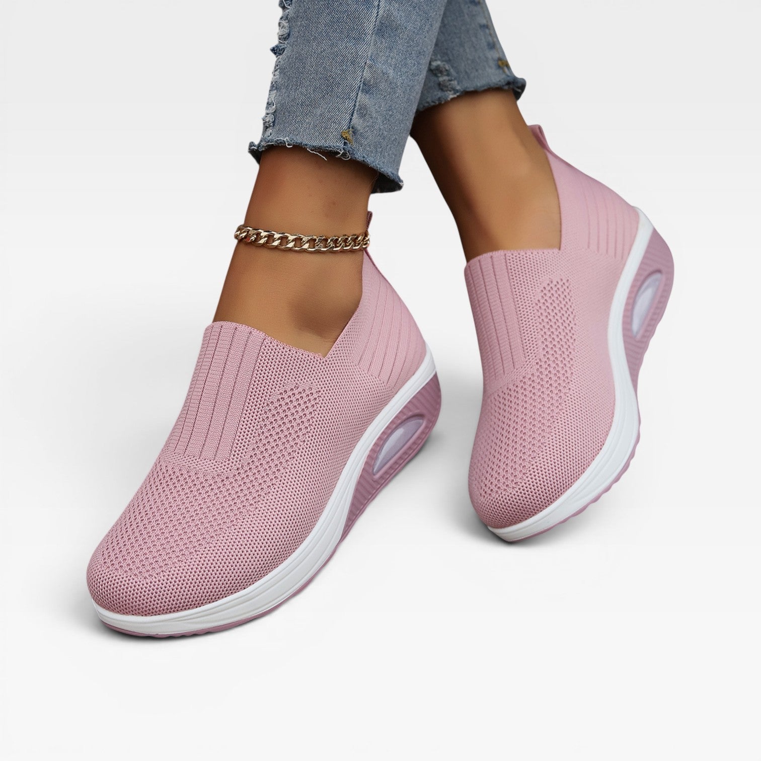 Knit Slip On Trainers, Breathable Lightweight Walkers