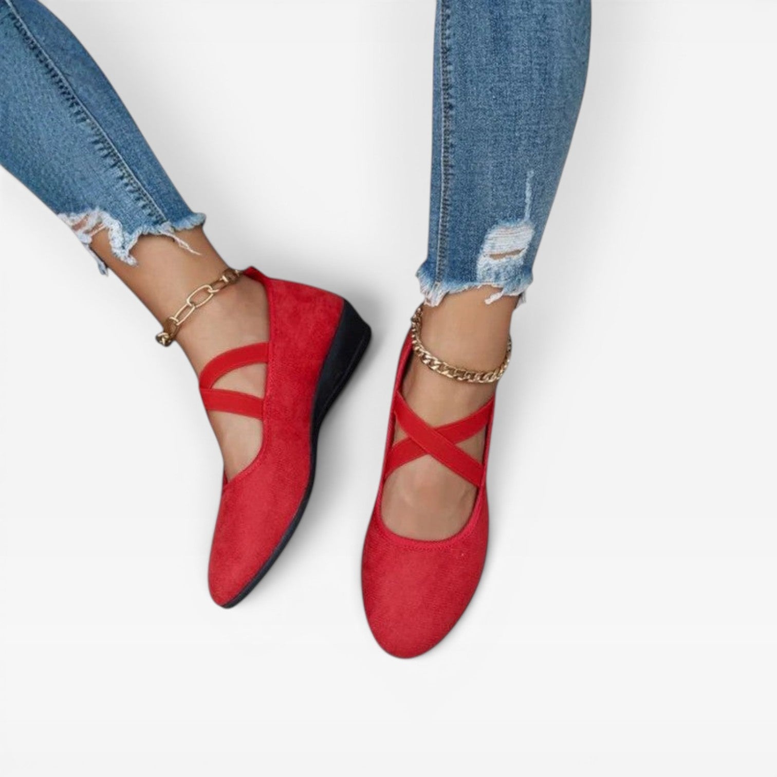 Cross Strap Ballet Flats, Soft Minimalist Slip-Ons