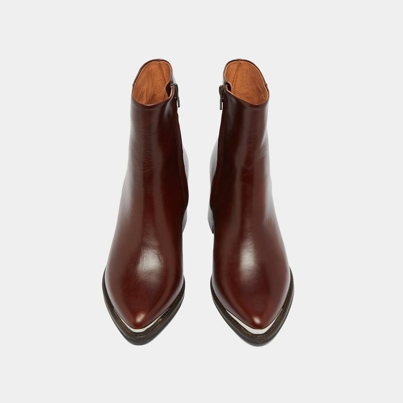 Burgundy Ankle Boots, Top Grain Cowhide Block Heel