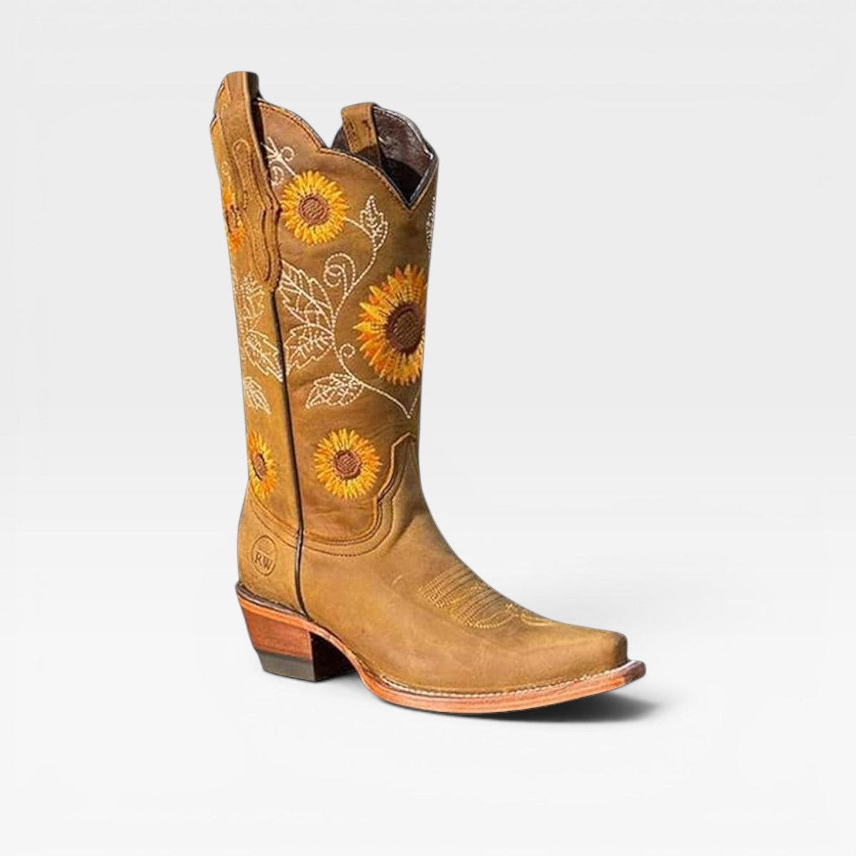 Sunflower Embroidered Cowboy Boots, Tall Western Shaft
