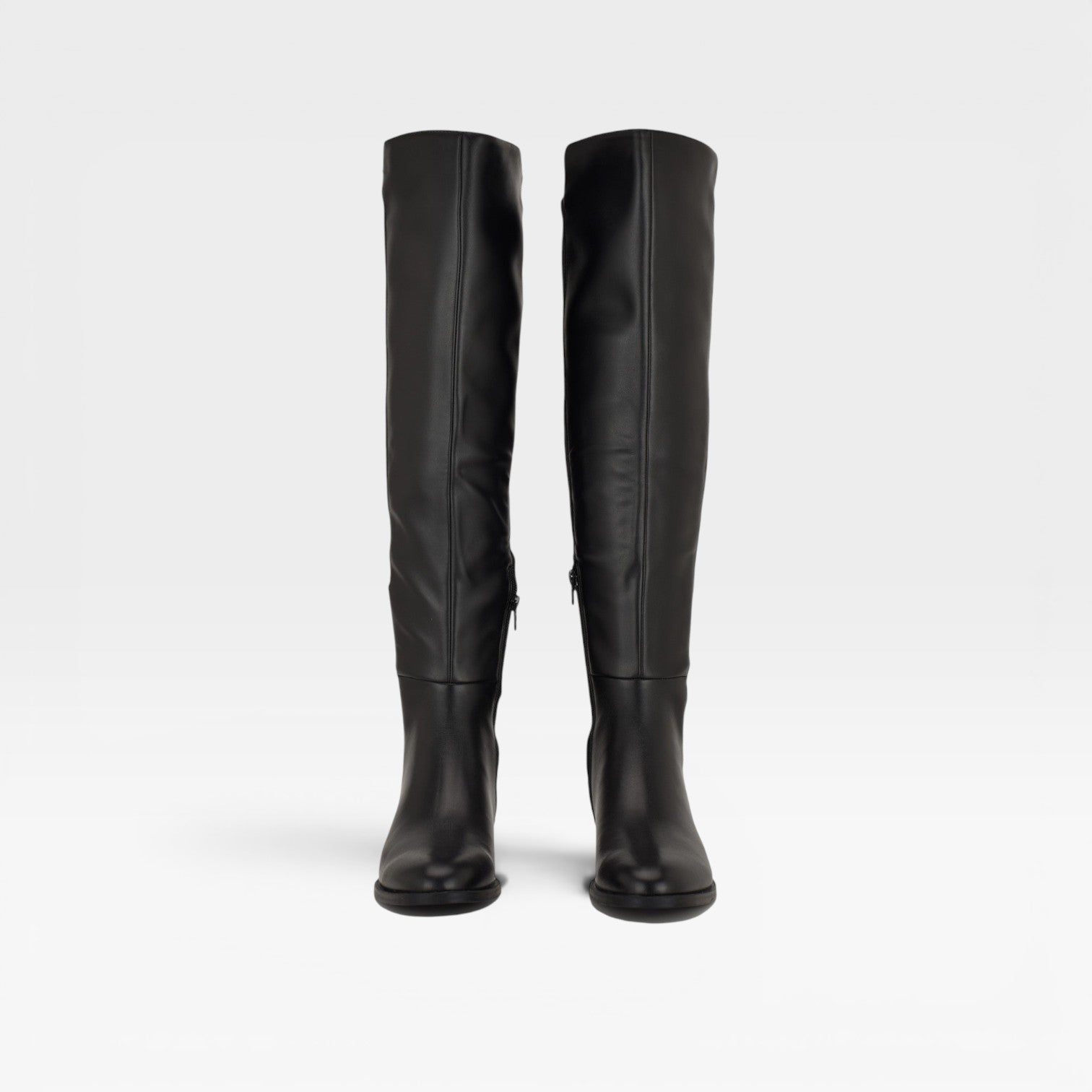 Over The Knee Boots, Flat Almond Toe Stretch Back Zip
