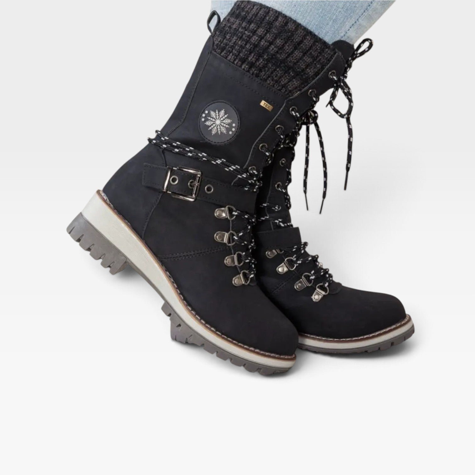 Snow Boots with Knit Cuff, Water Resistant Lugged Sole