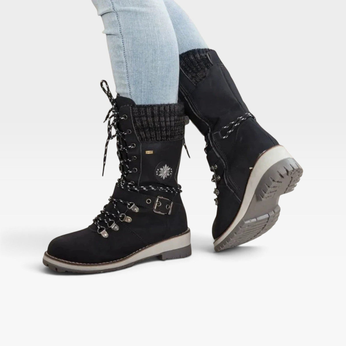 Snow Boots with Knit Cuff, Water Resistant Lugged Sole