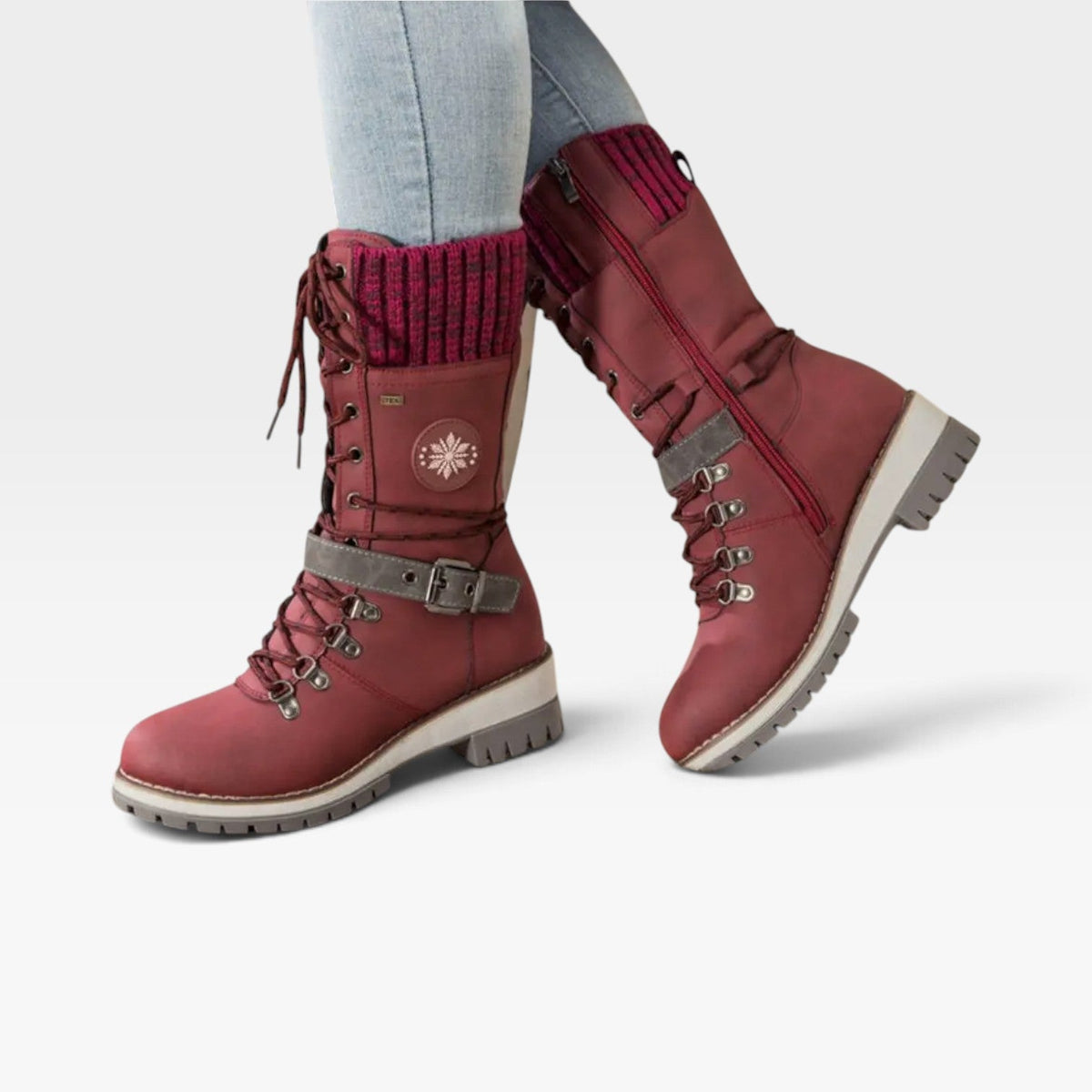 Snow Boots with Knit Cuff, Water Resistant Lugged Sole