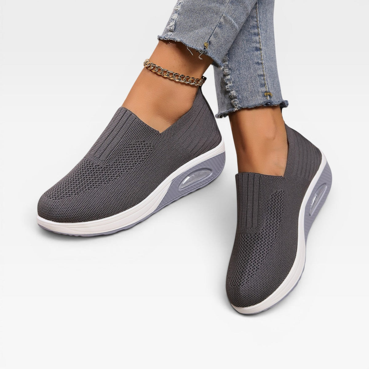 Knit Slip On Trainers, Breathable Lightweight Walkers
