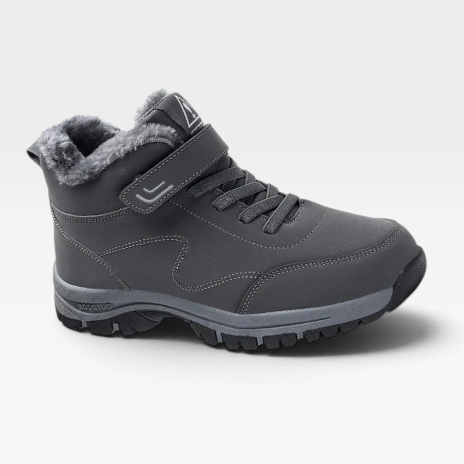 Fur Lined Winter Boots, Water Resistant Velcro Strap