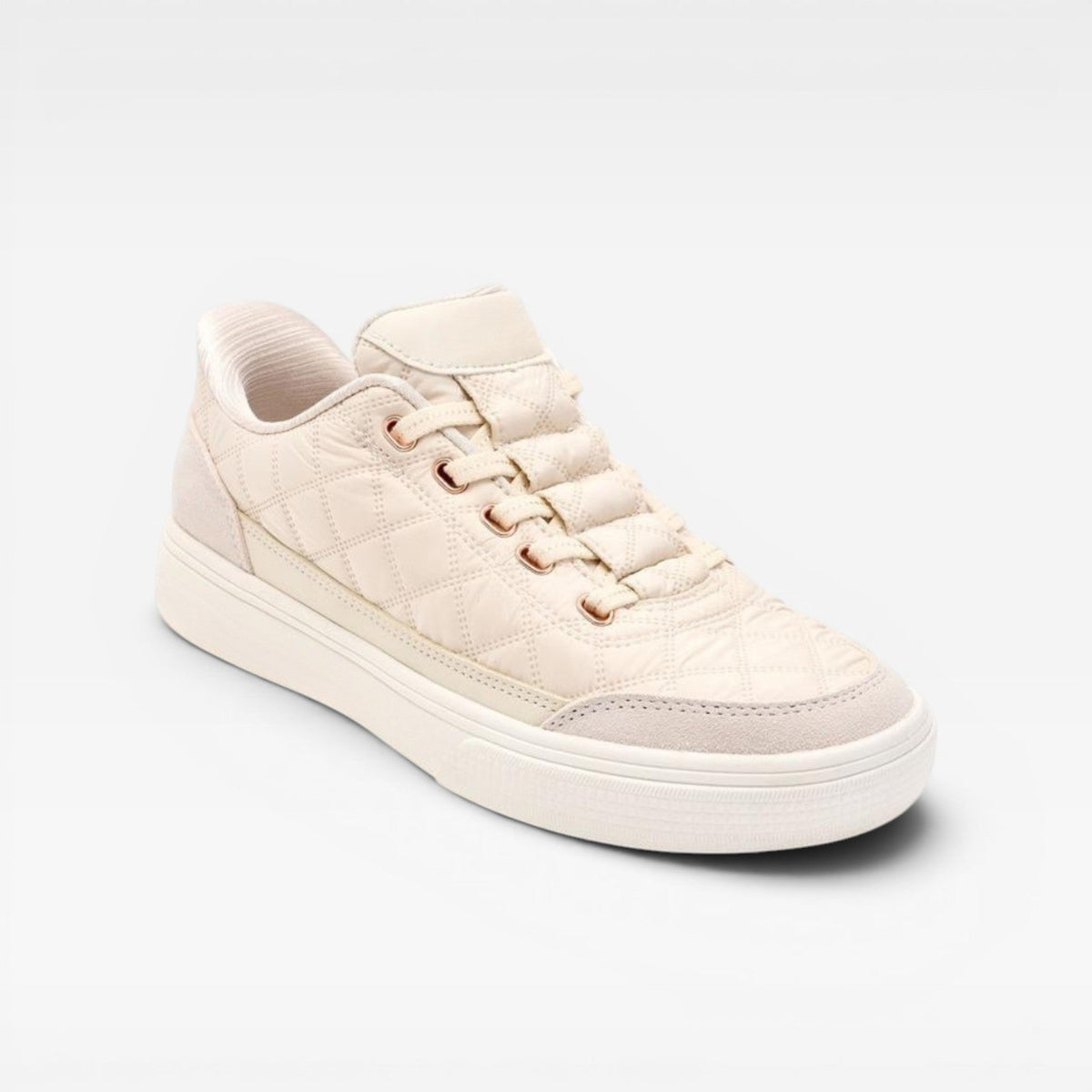 Quilted Puffer Sneakers, Cushioned Suede Trim Trainers