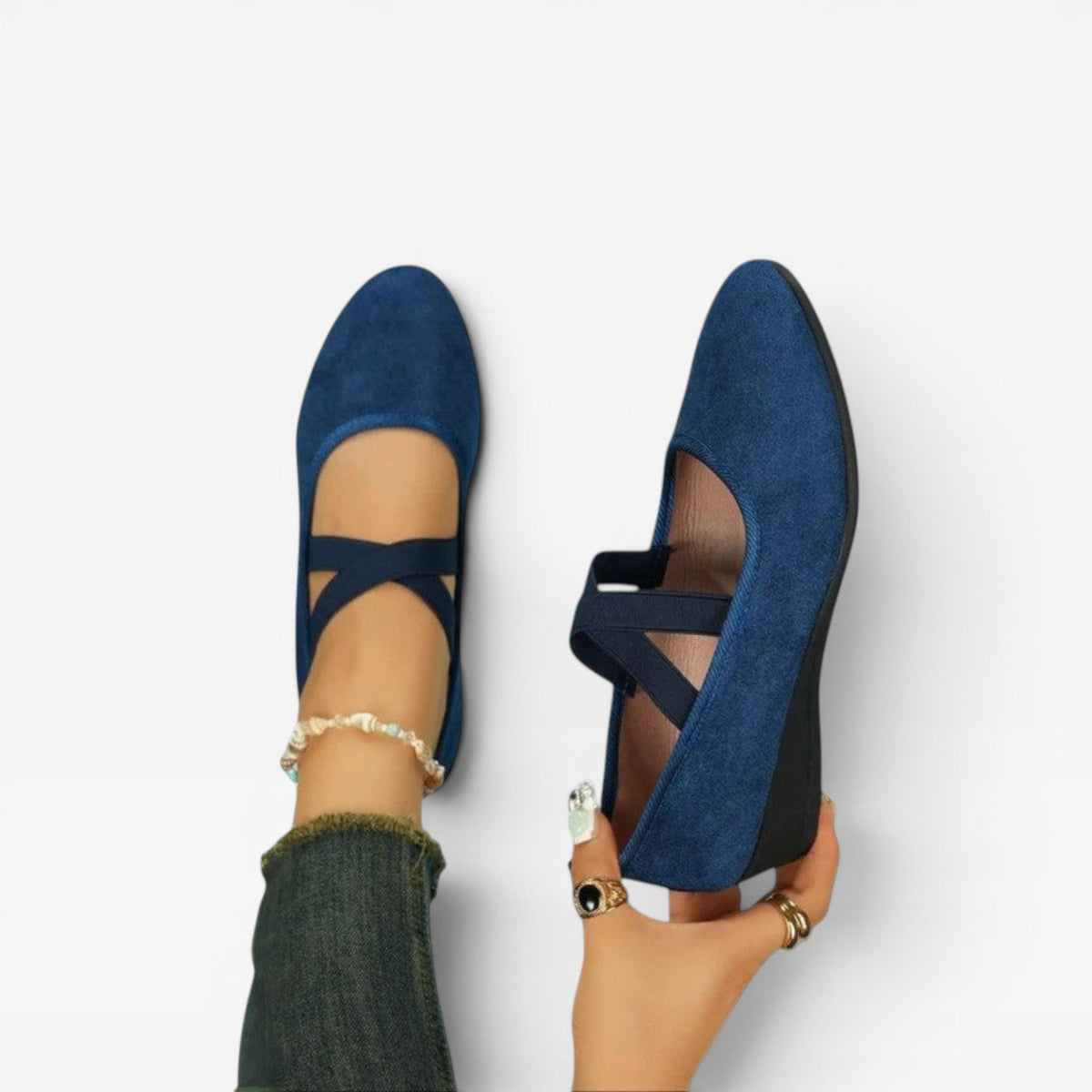Cross Strap Ballet Flats, Soft Minimalist Slip-Ons