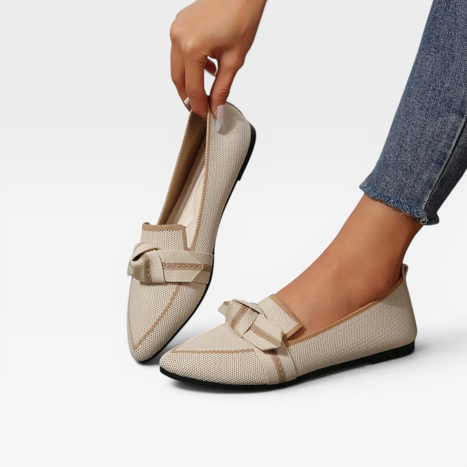 Pointed Toe Knit Loafers, Breathable Slip-On Flats