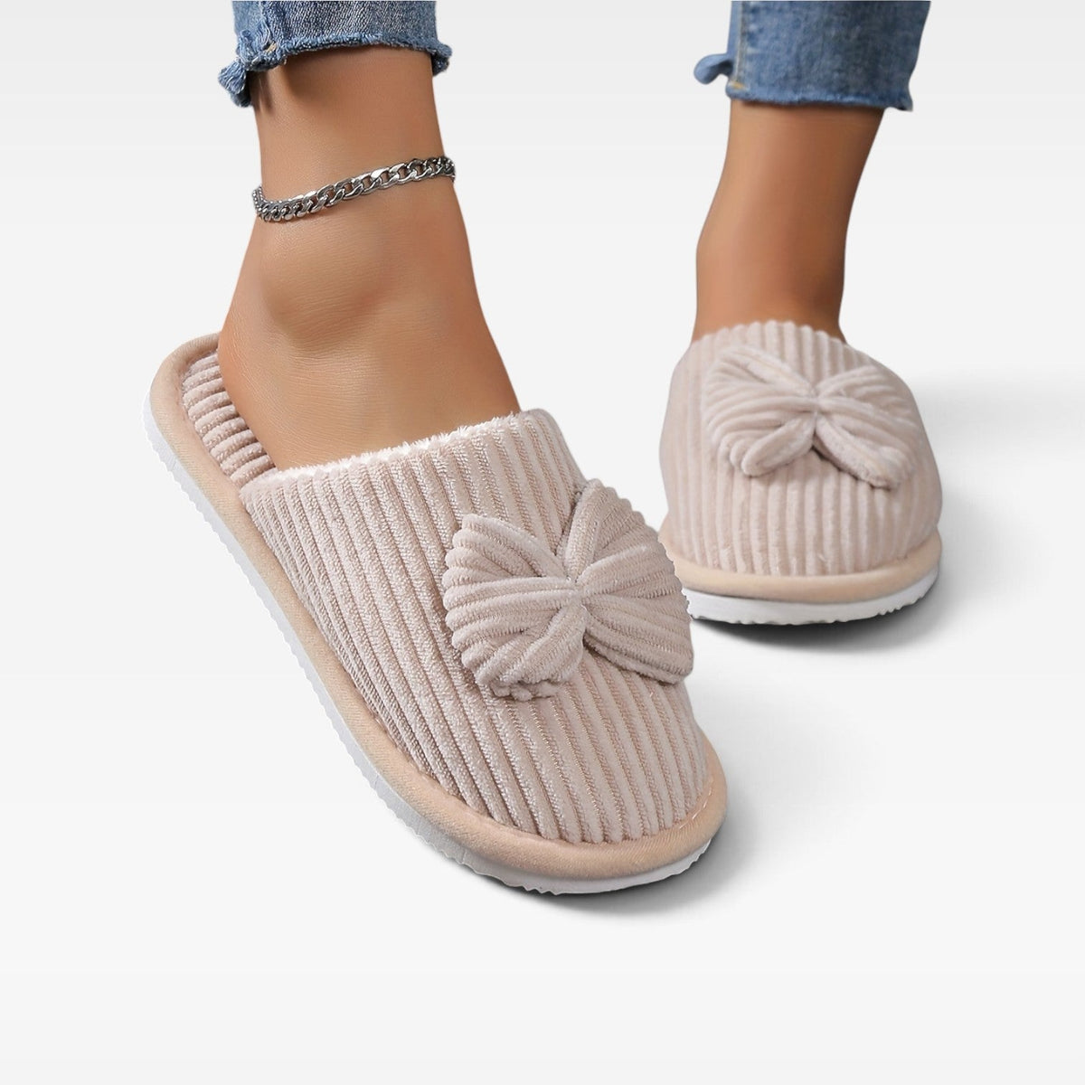 Fleece Lined House Slippers, Cushioned Slip On Shoe
