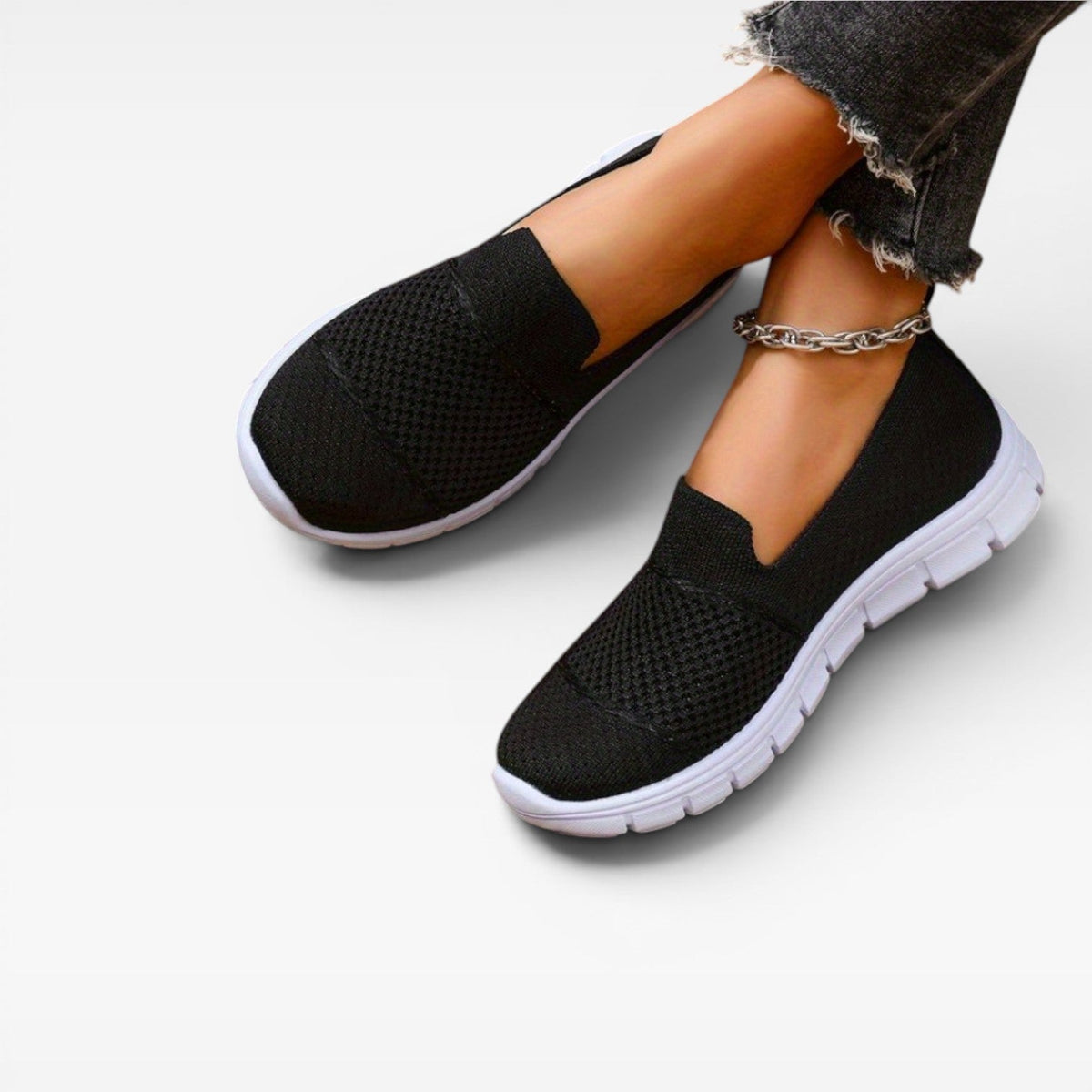 Knit Mesh Slip On Sneakers, Breathable Comfort Shoes