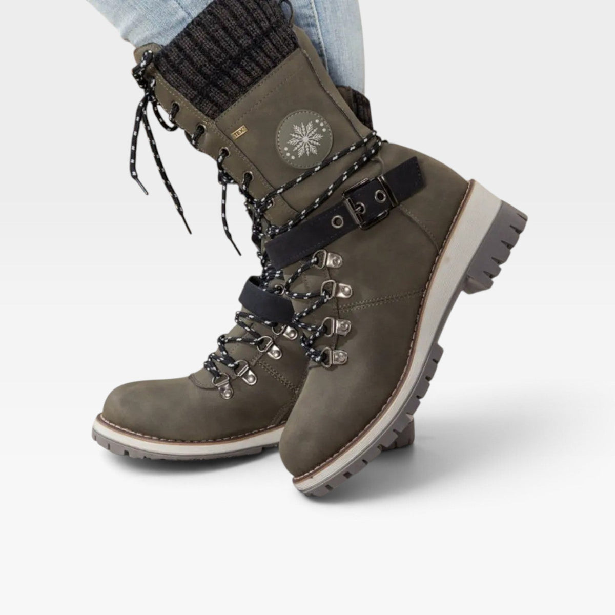 Snow Boots with Knit Cuff, Water Resistant Lugged Sole