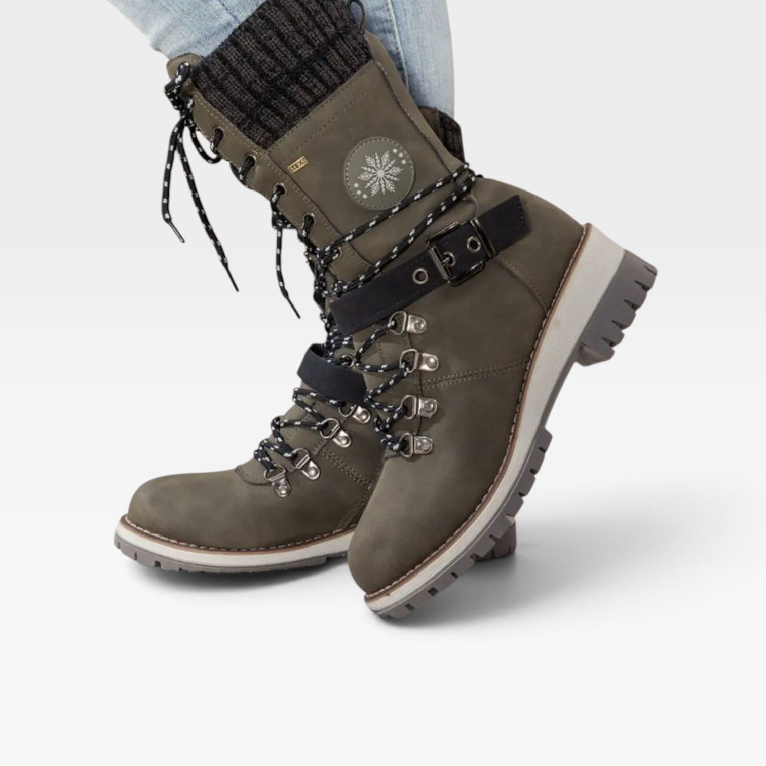 Snow Boots with Knit Cuff, Water Resistant Lugged Sole