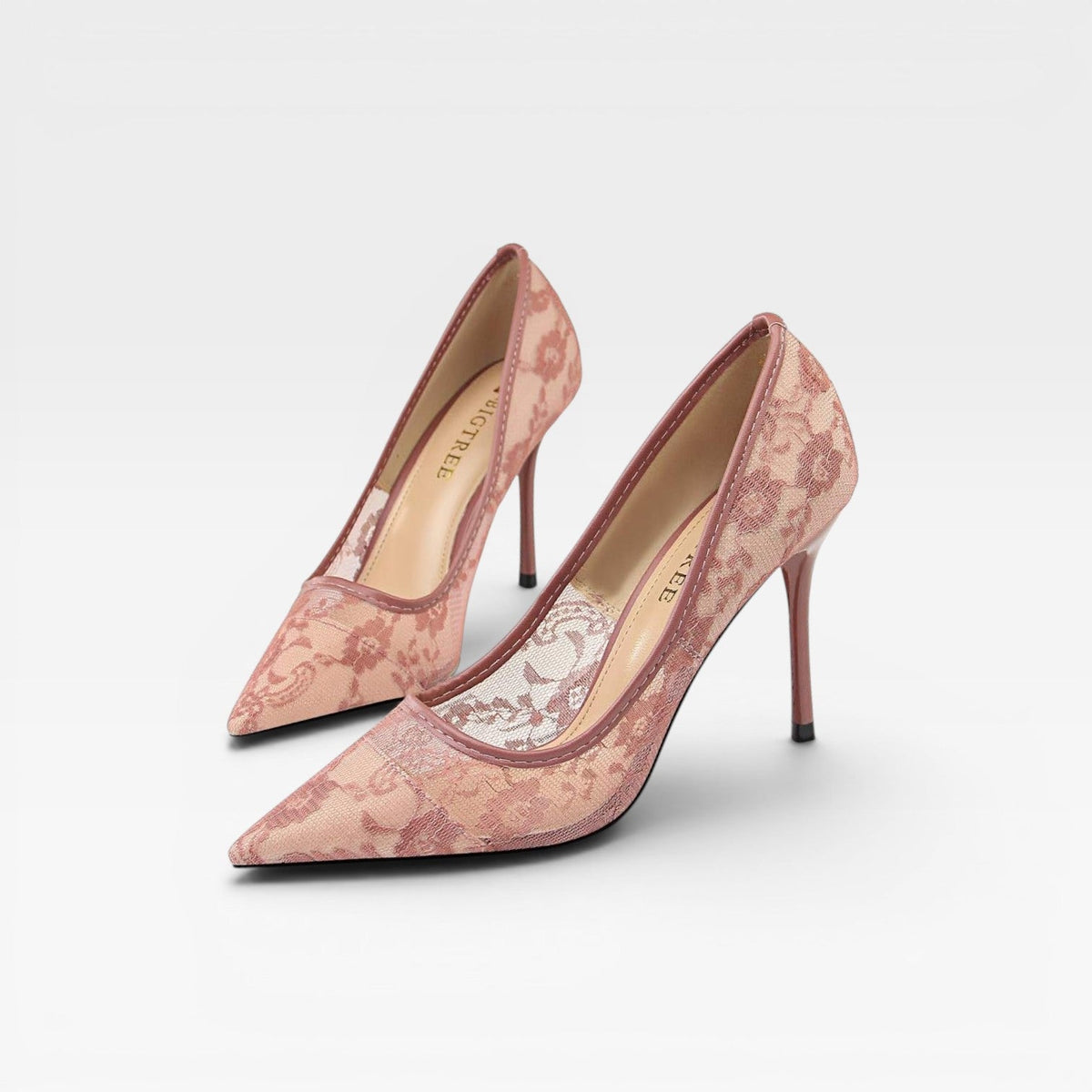 Floral Lace Pointed Toe Pumps, Slim Stiletto Court Shoe
