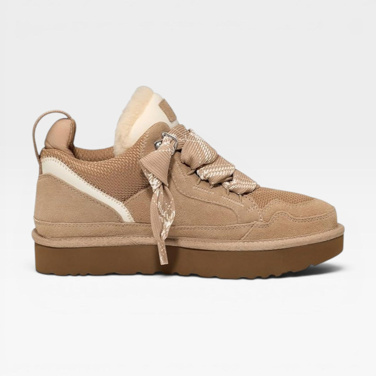 Shearling Lined Suede Sneakers, Chunky Cushion Sole
