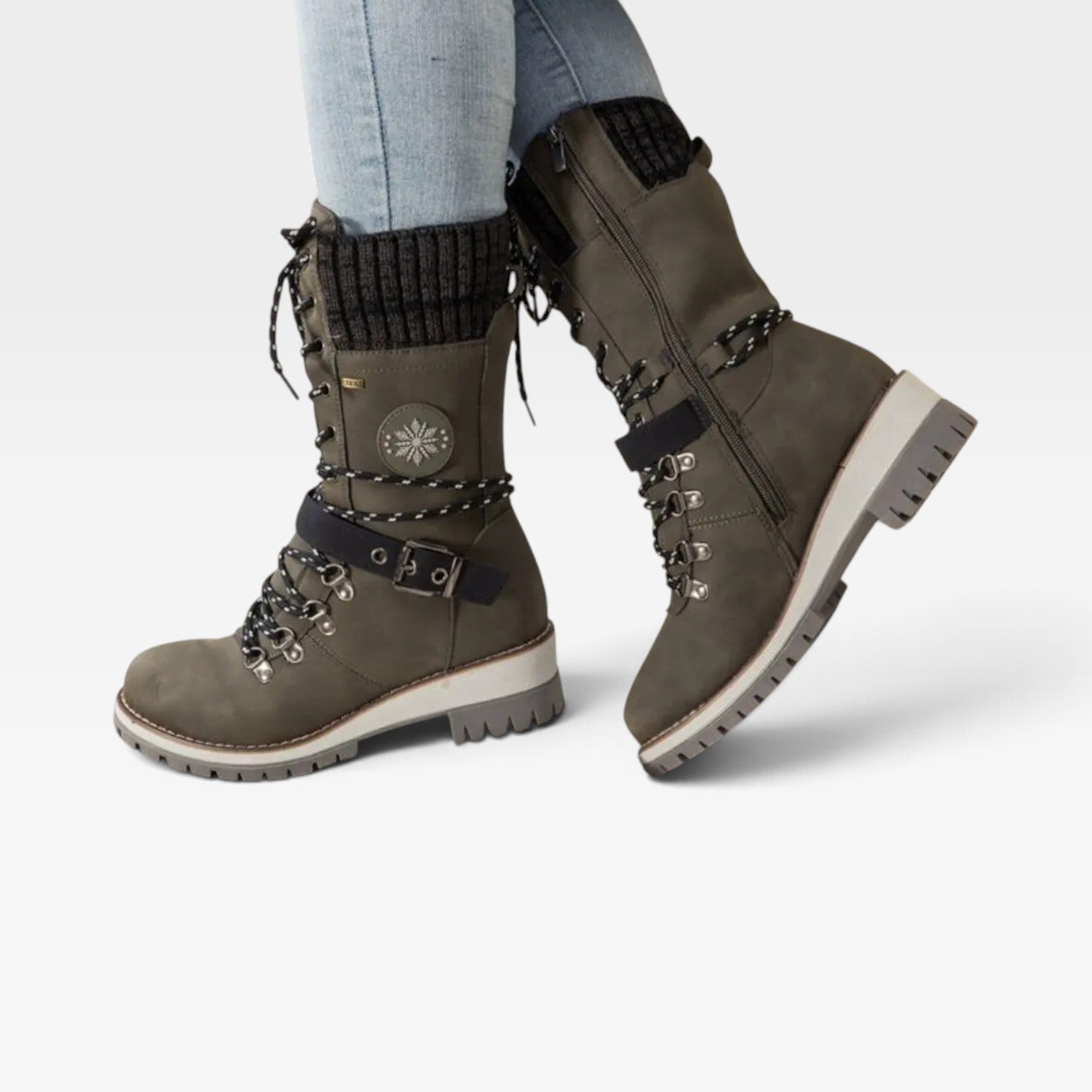Snow Boots with Knit Cuff, Water Resistant Lugged Sole