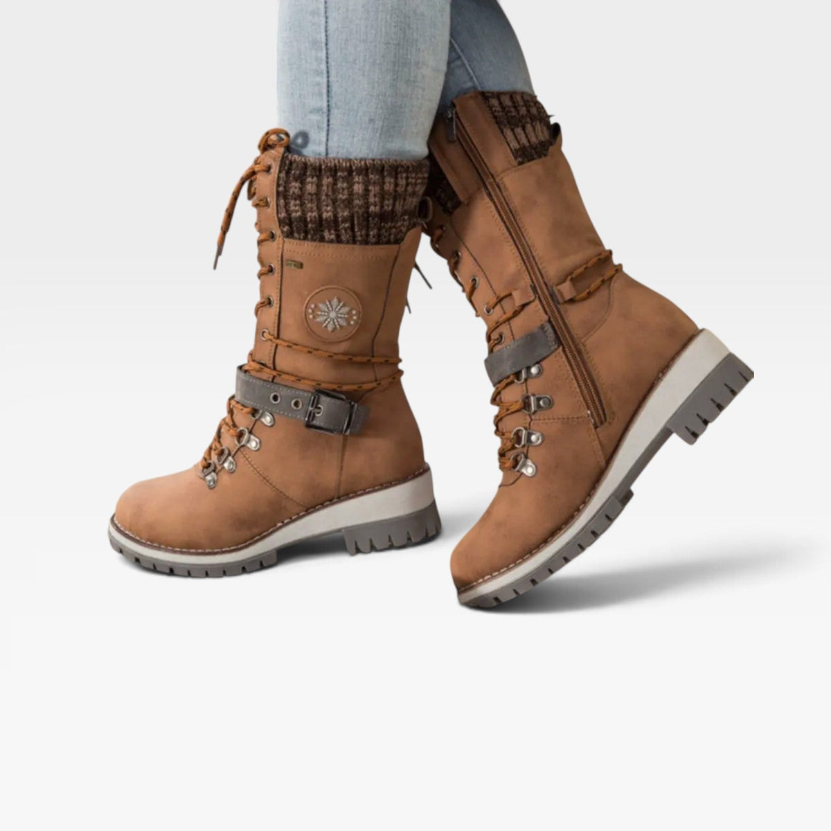 Snow Boots with Knit Cuff, Water Resistant Lugged Sole