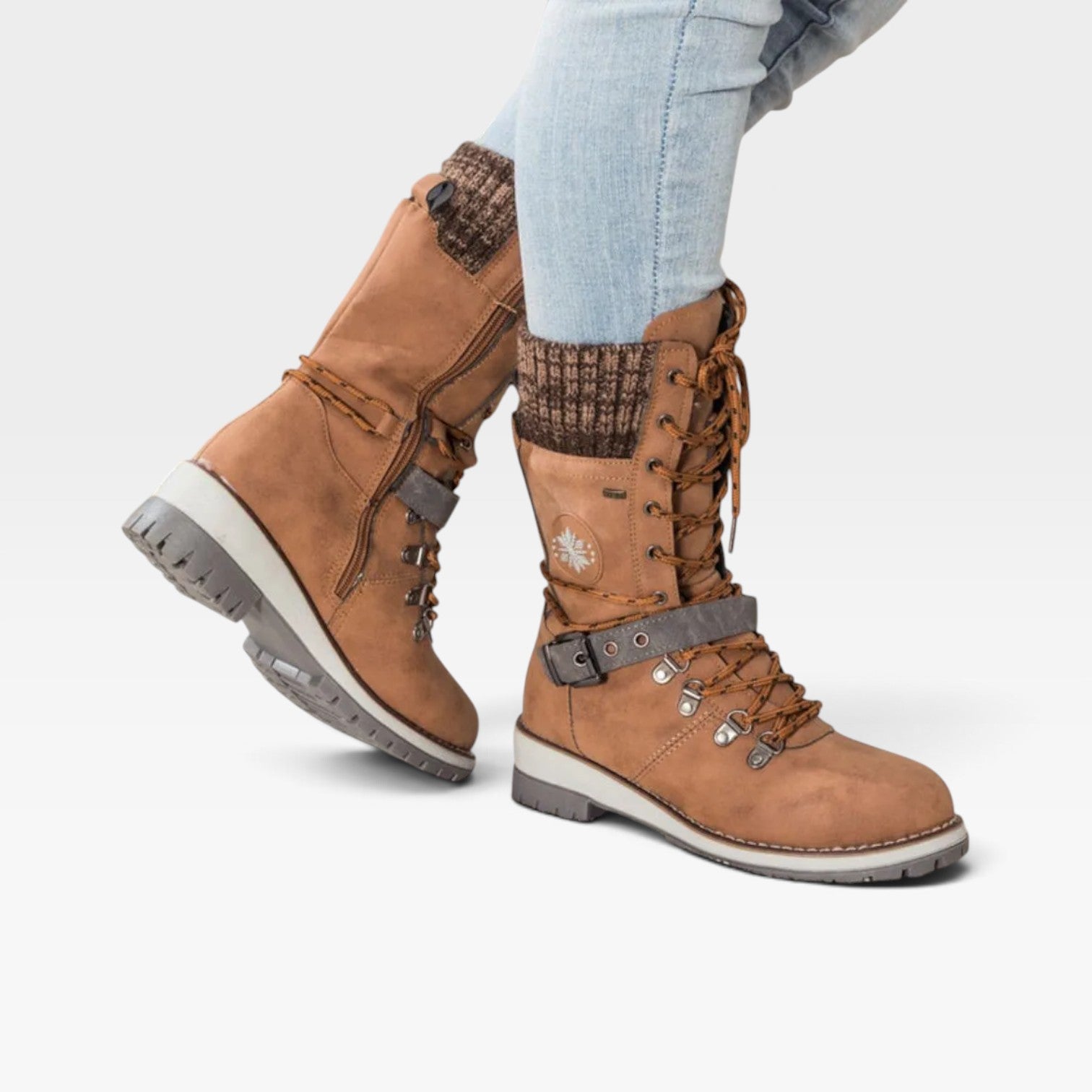 Snow Boots with Knit Cuff, Water Resistant Lugged Sole