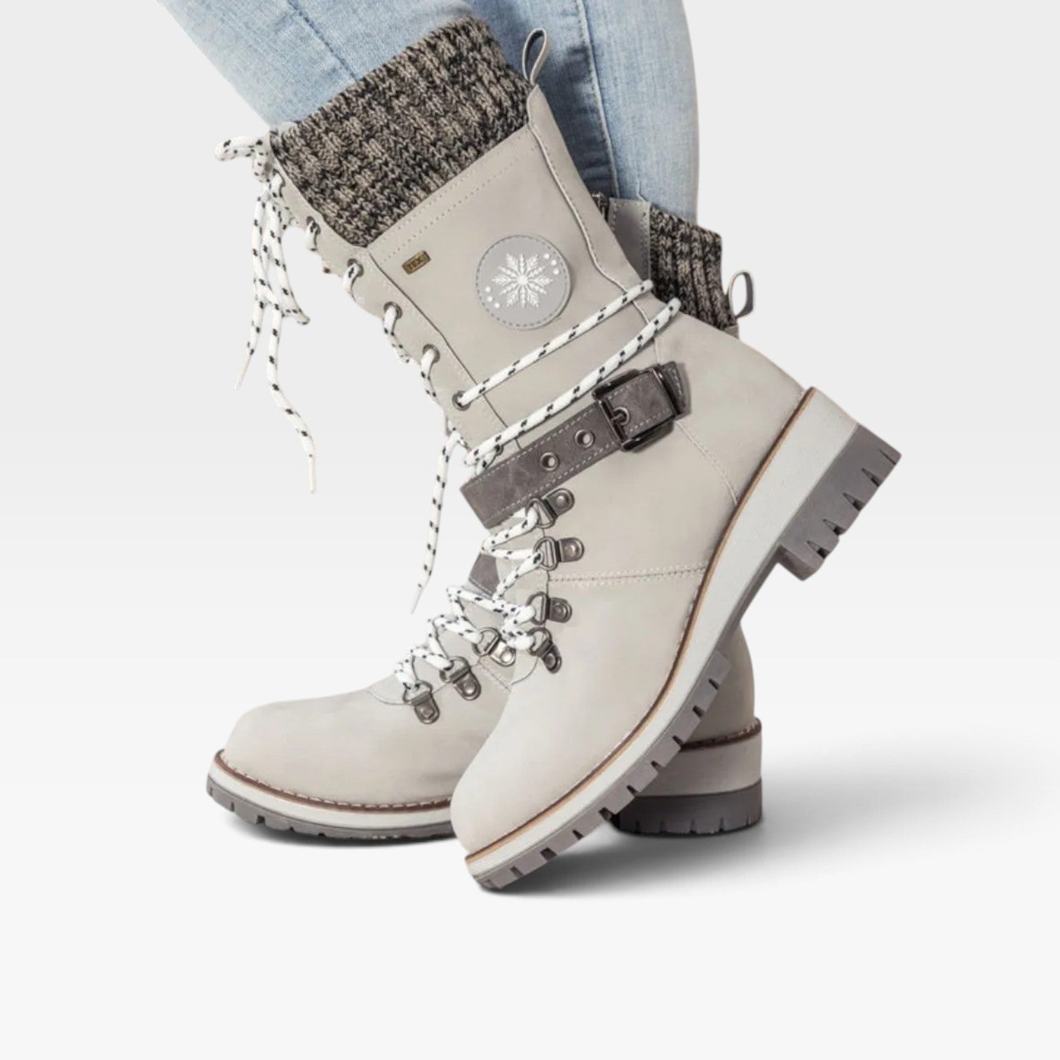 Snow Boots with Knit Cuff, Water Resistant Lugged Sole