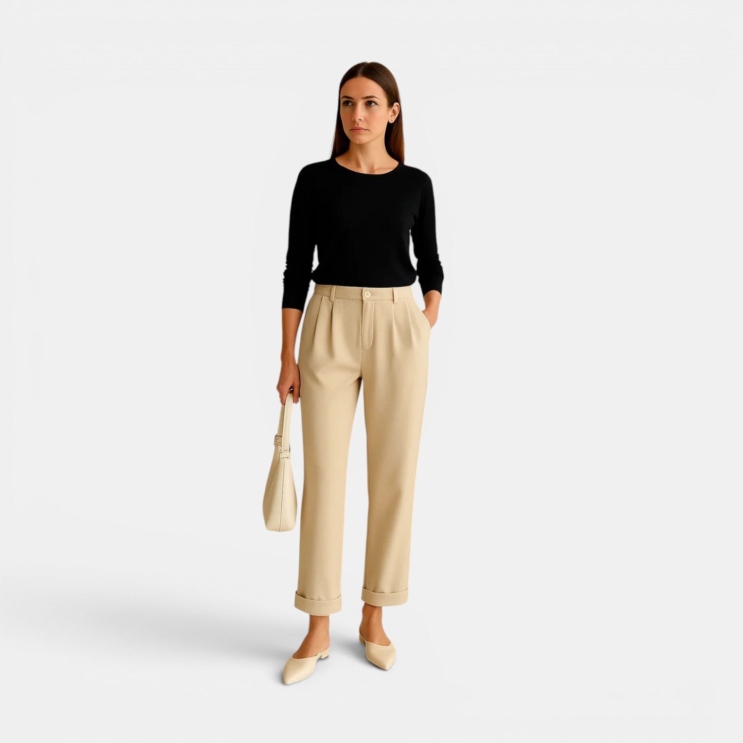 High Waist Linen Pants, Breathable Straight Leg Fit