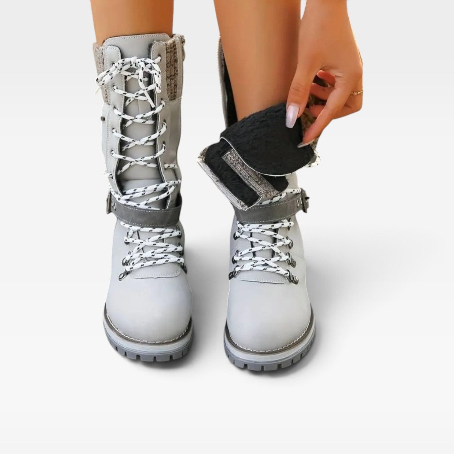 Snow Boots with Knit Cuff, Water Resistant Lugged Sole