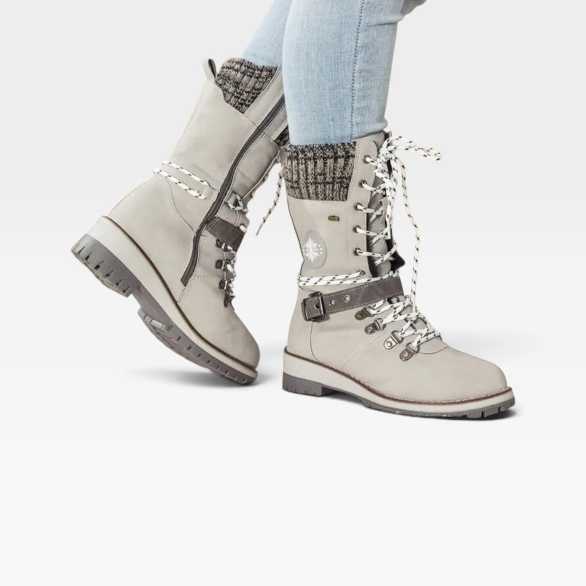 Snow Boots with Knit Cuff, Water Resistant Lugged Sole
