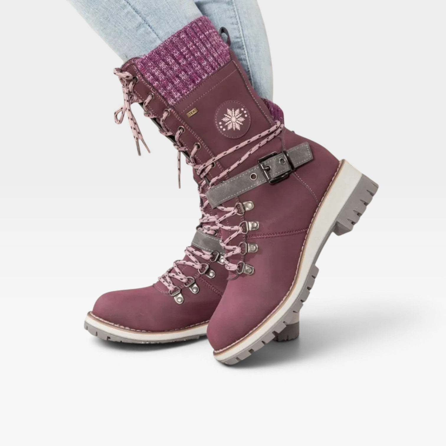 Snow Boots with Knit Cuff, Water Resistant Lugged Sole