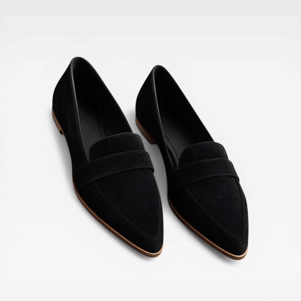 Pointed Toe Suede Loafers, Flat Slip On Dress Shoes