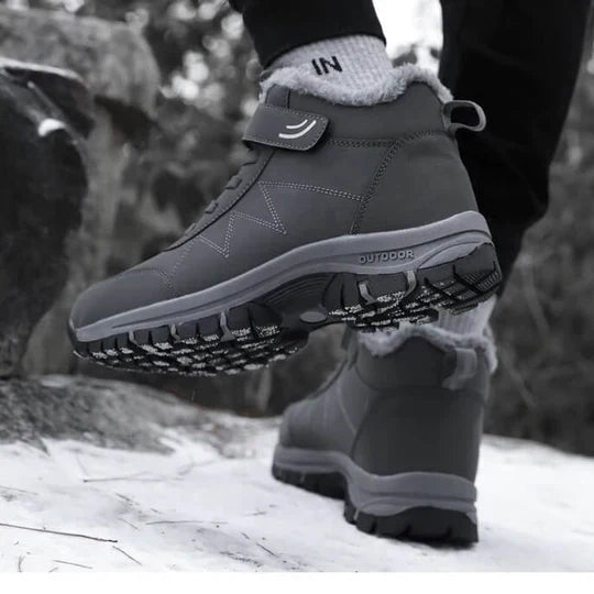 Fur Lined Winter Boots, Water Resistant Velcro Strap