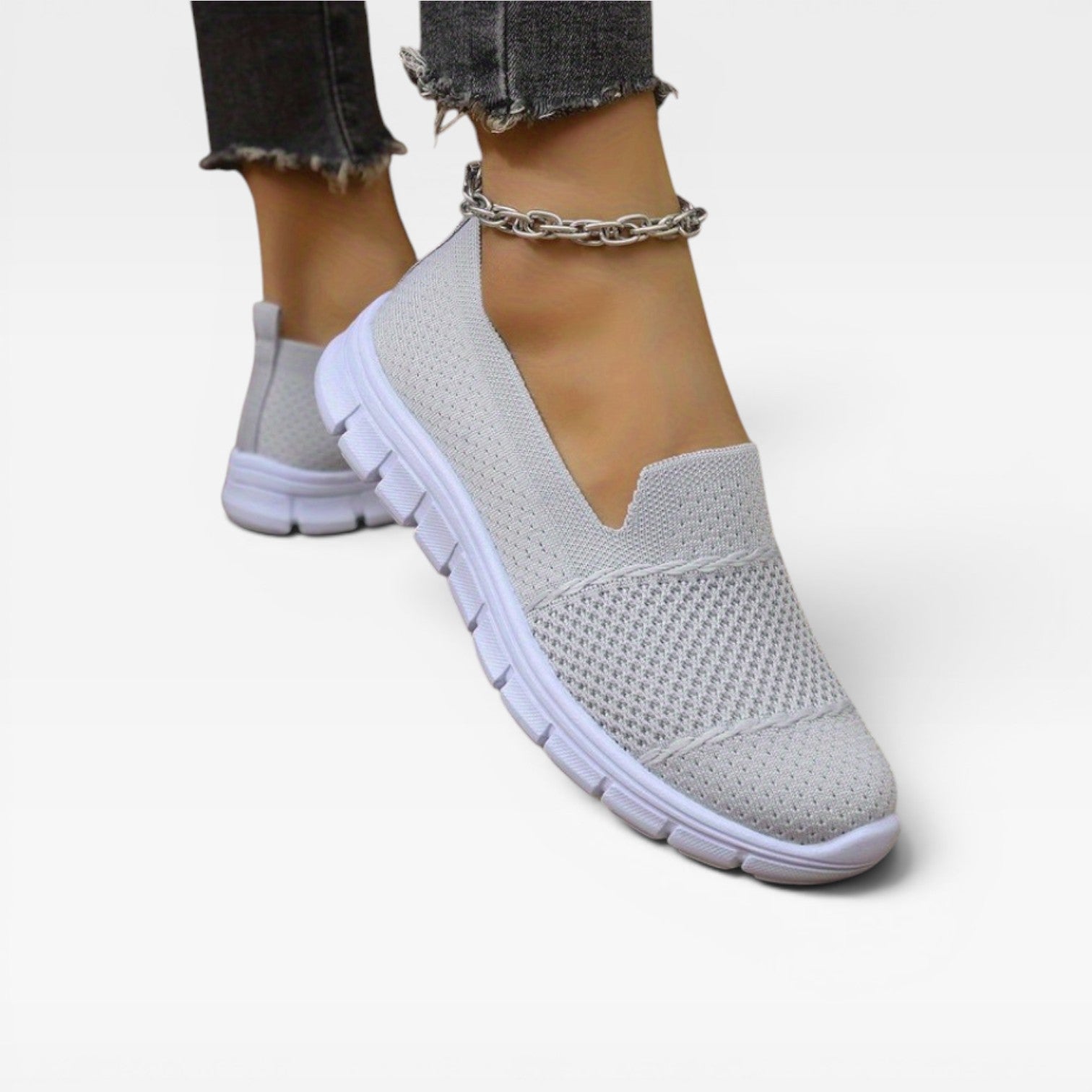 Knit Mesh Slip On Sneakers, Breathable Comfort Shoes