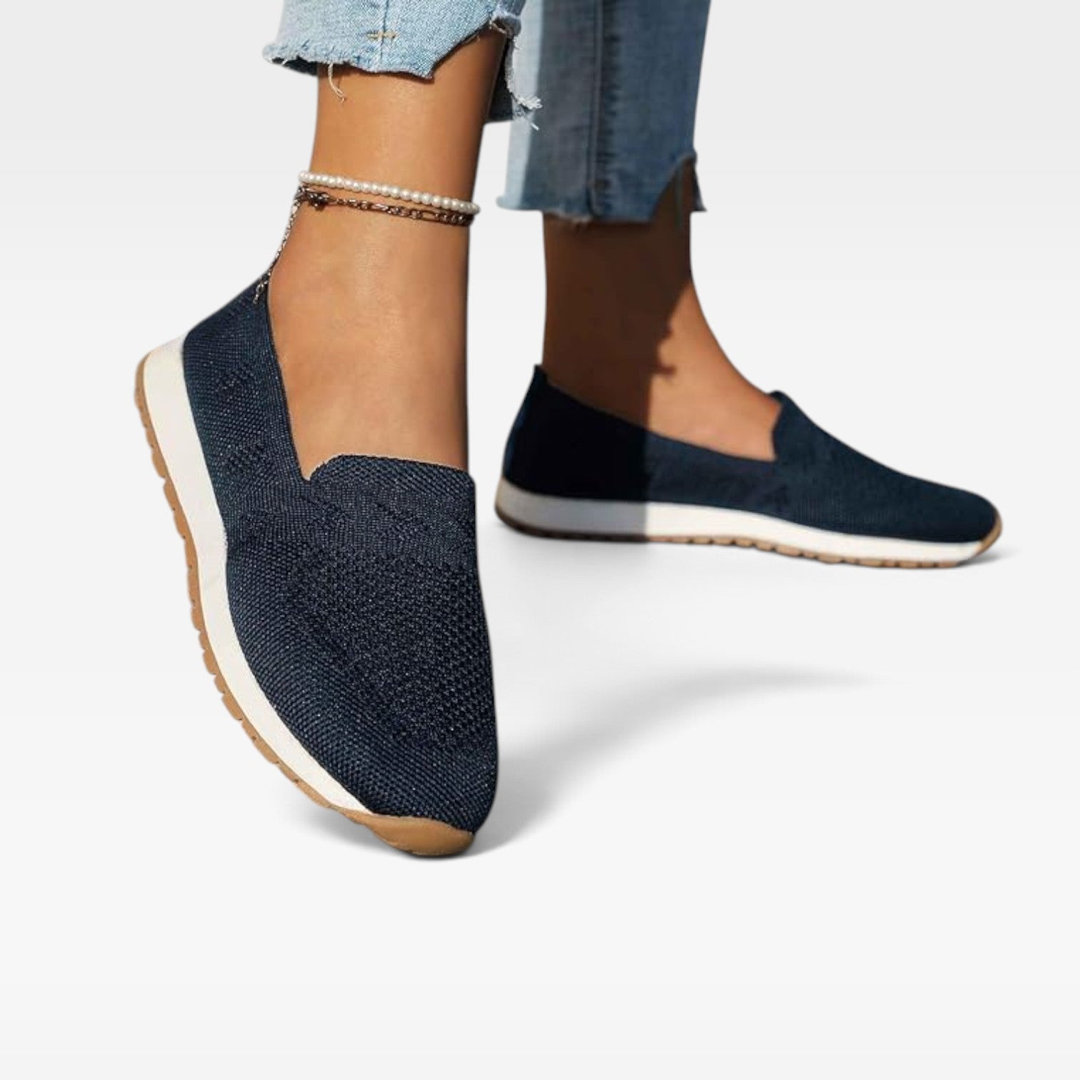 Knit Slip On Sneakers, Breathable Mesh Cushioned Sole