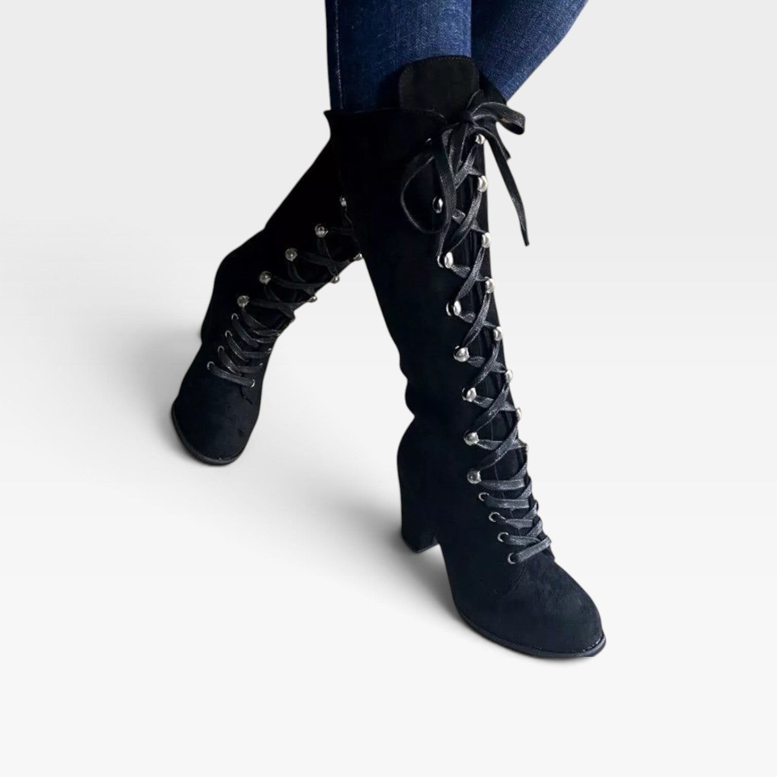 Lace Up Block Heel Ankle Boots, Versatile Day to Night