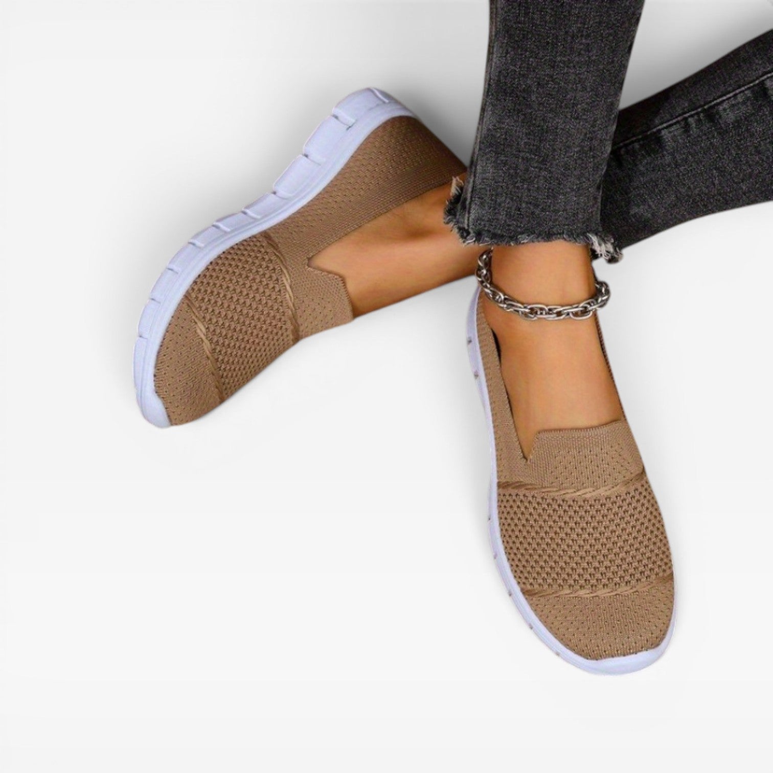 Knit Mesh Slip On Sneakers, Breathable Comfort Shoes