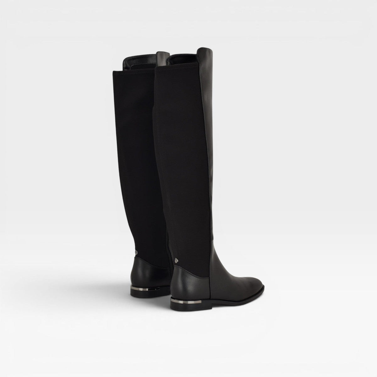 Over The Knee Boots, Flat Almond Toe Stretch Back Zip