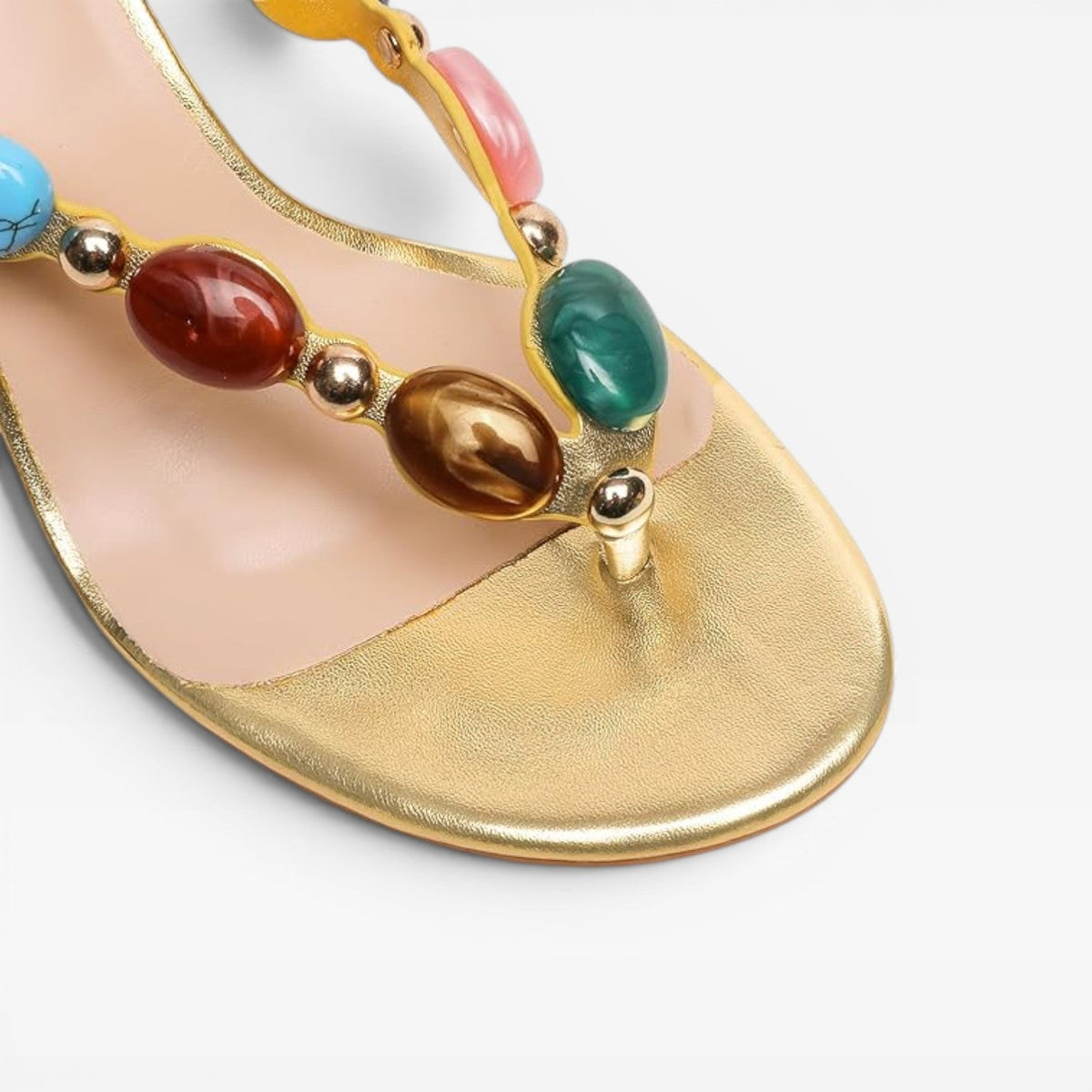 Gemstone Mule Heels, Jewel Tone Slip On Stiletto Shoes