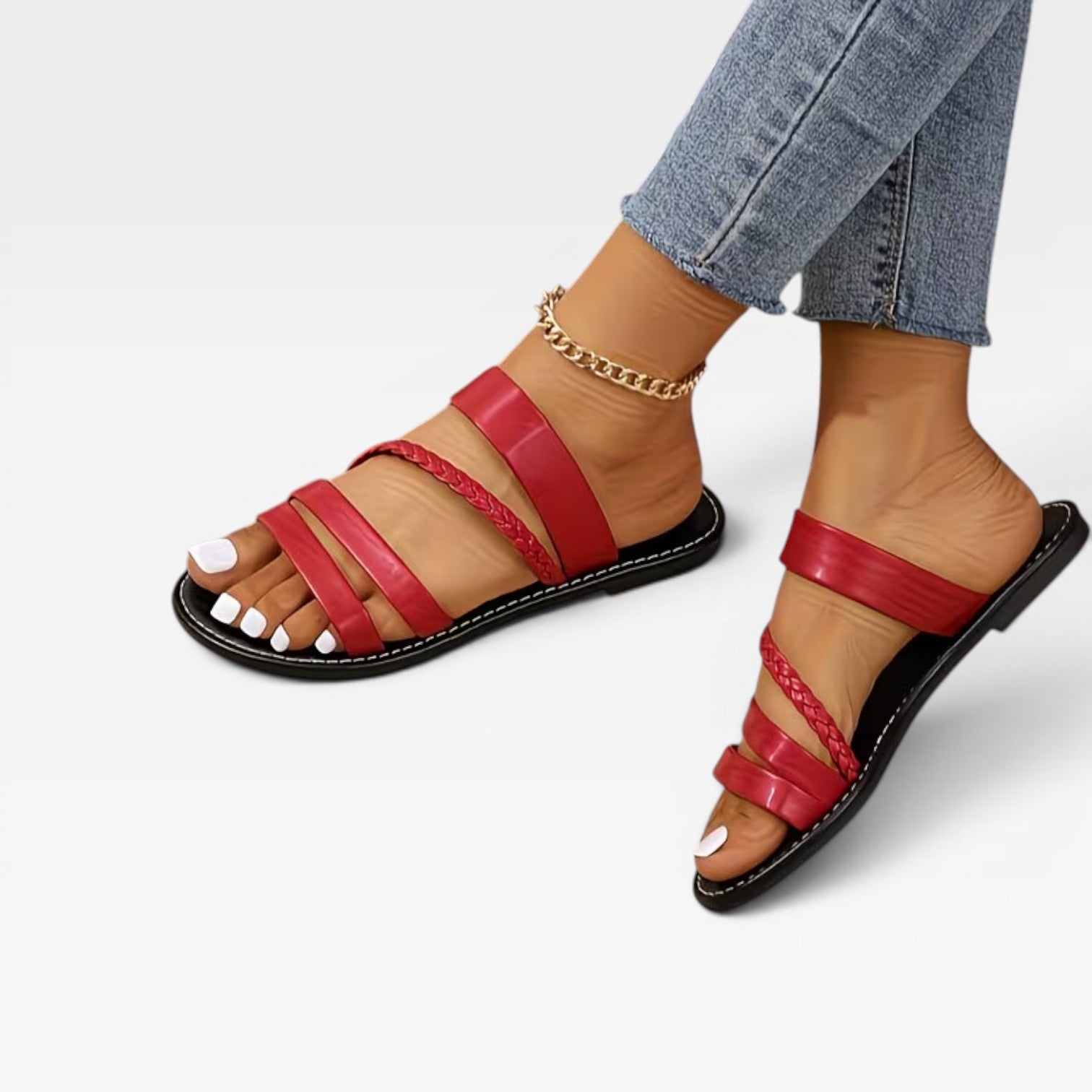 Braided Woven Slide Sandals, Open Toe Flat Summer Shoes
