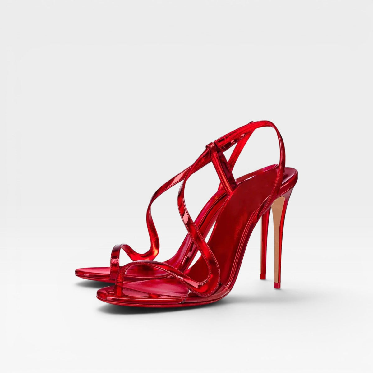 Metallic Strappy Sandals, Criss Cross Open Toe Heels