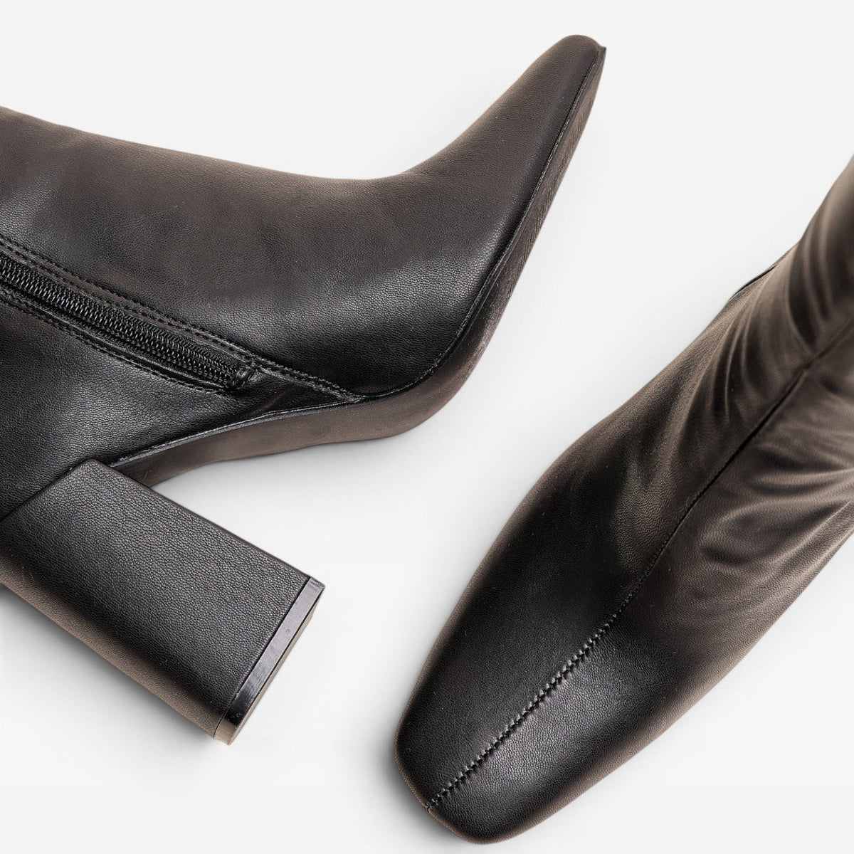 Knee High Block Heel Boots, Square Toe Inner Zip Up