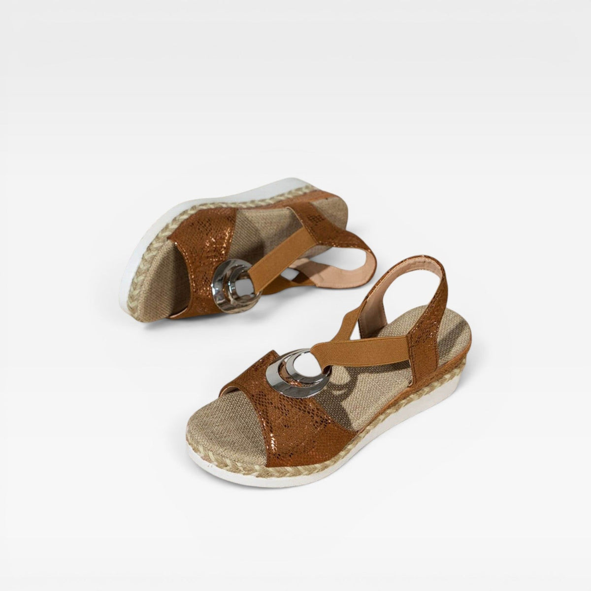Espadrille Wedge Sandals, Jute Platform Stretch Strap
