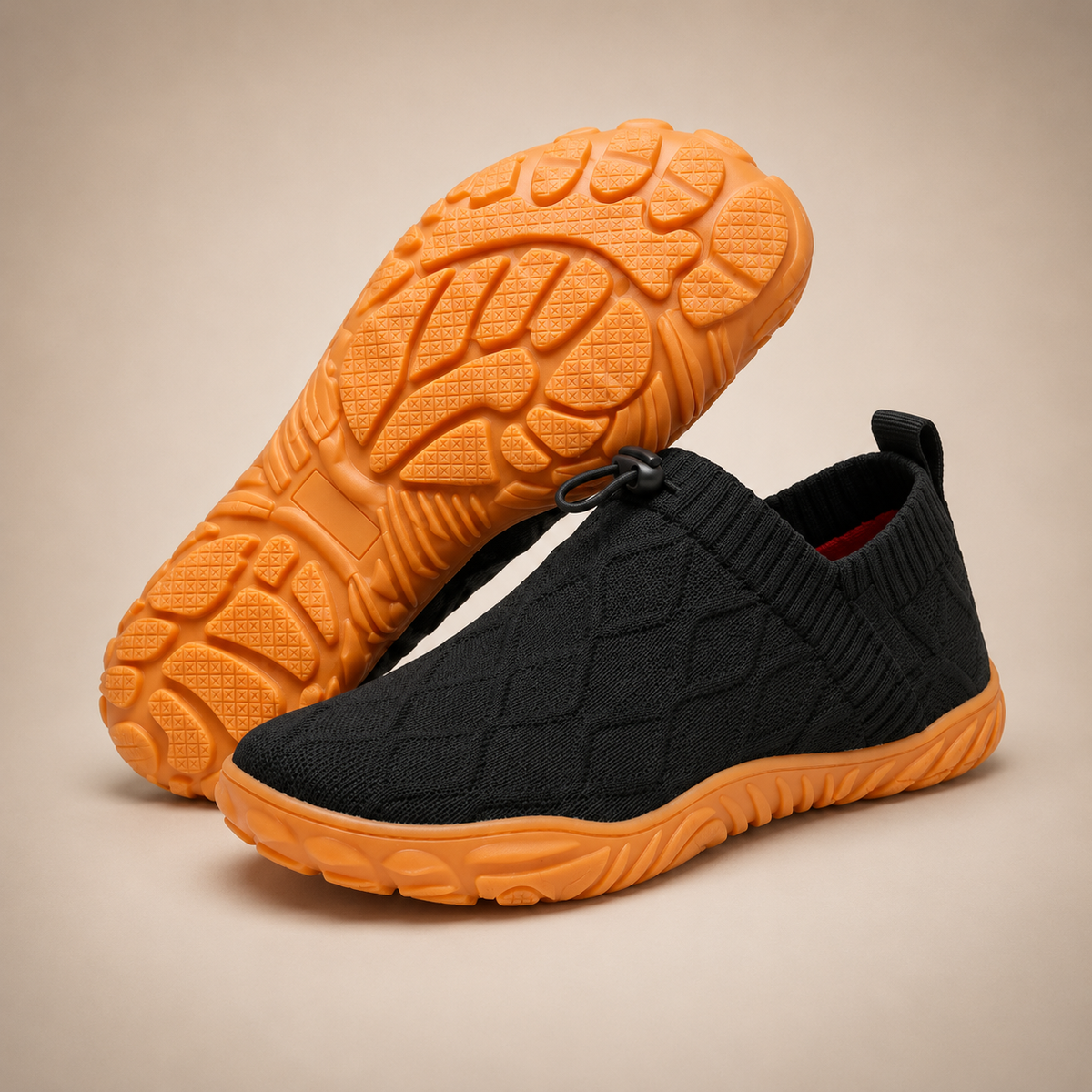 Knit Slip On Sneakers, Cushioned Bungee Lace Trainers