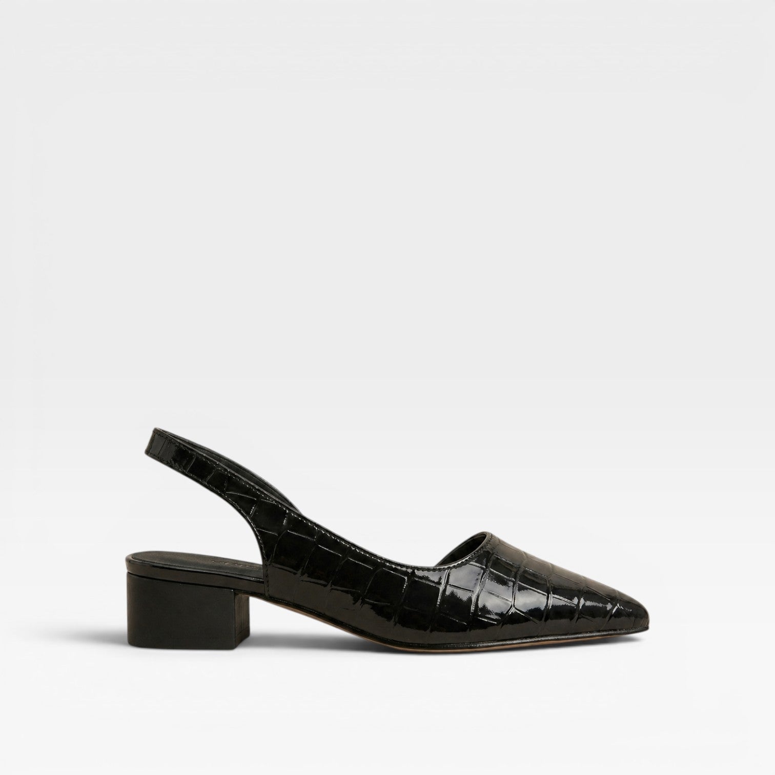 Slingback Block Heel Pumps, Pointed Toe Office Heels