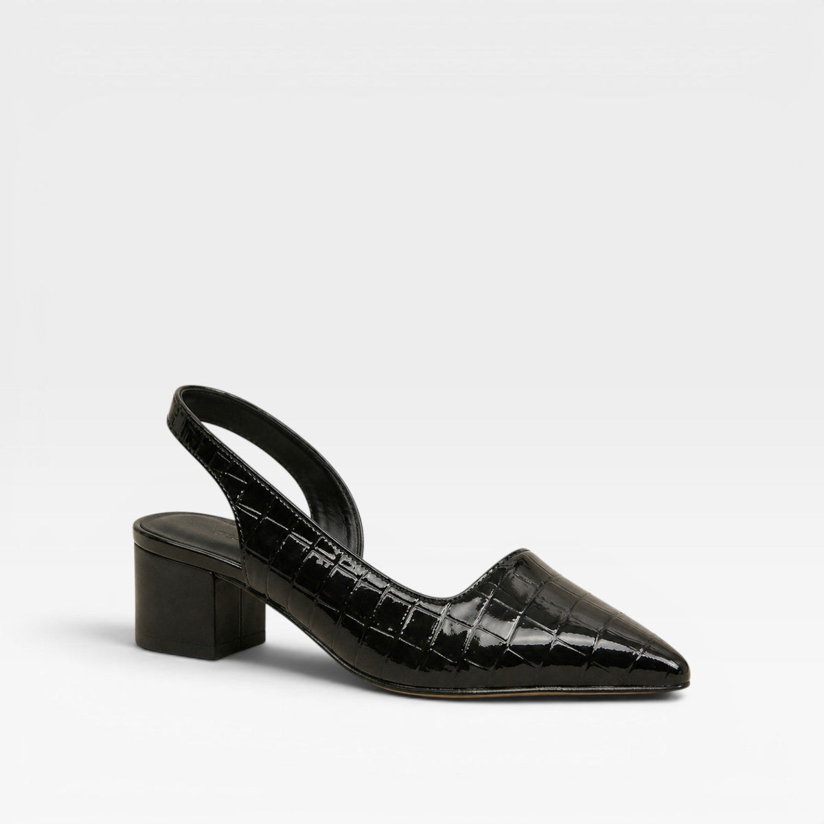 Slingback Block Heel Pumps, Pointed Toe Office Heels