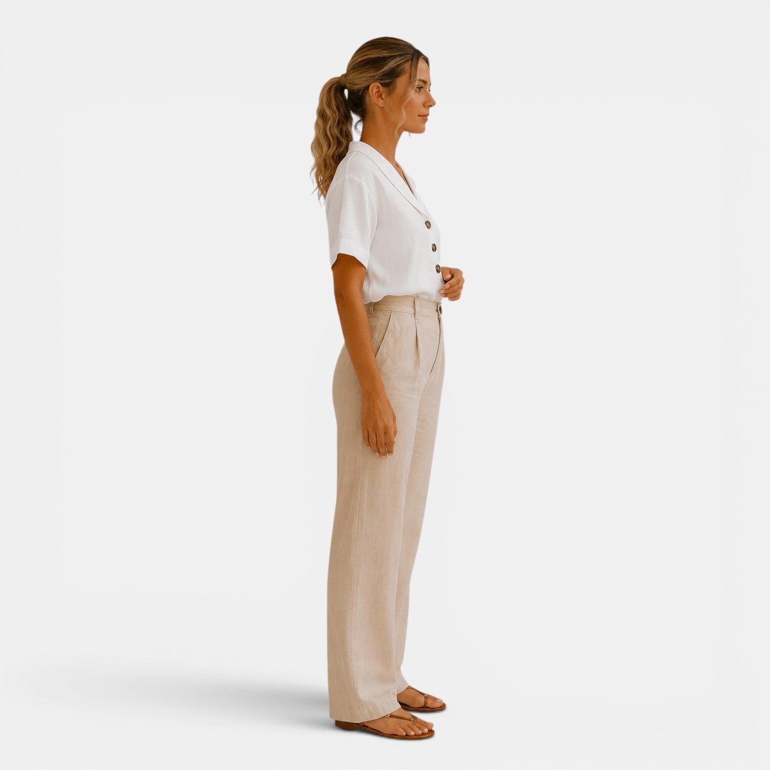 Shawl Collar Short Sleeve Blouse, Relaxed Button Front